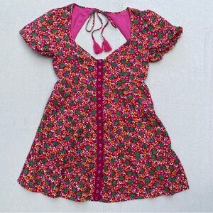 Betsey Johnson Dancing Ditsy Floral Puff Sleeve Babydoll Mini Dress Small NWOT
